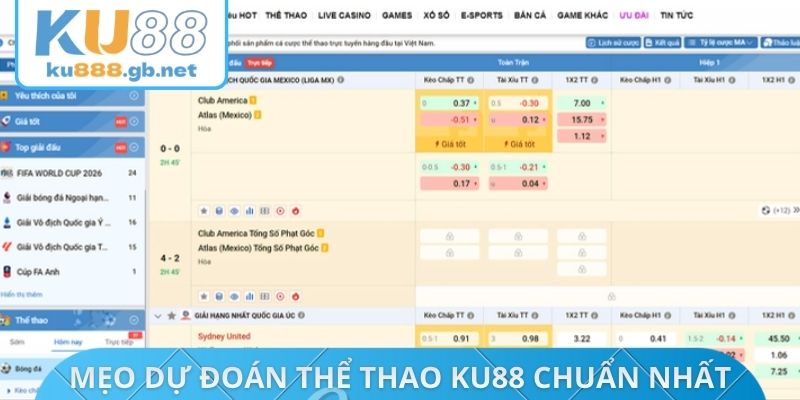 Mẹo dự đoán thể thao KU88 chuẩn nhất